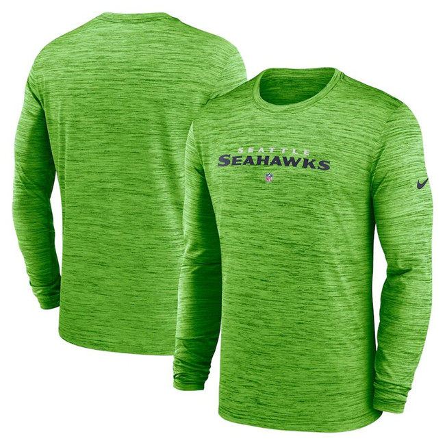 Men's Seattle Seahawks Green Sideline Team Velocity Performance Long Sleeve T-Shirt